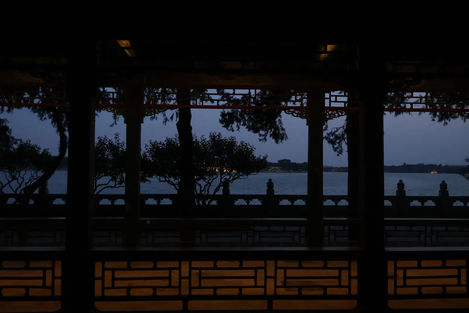 The long corridor of the Summer Palace looking over the lake