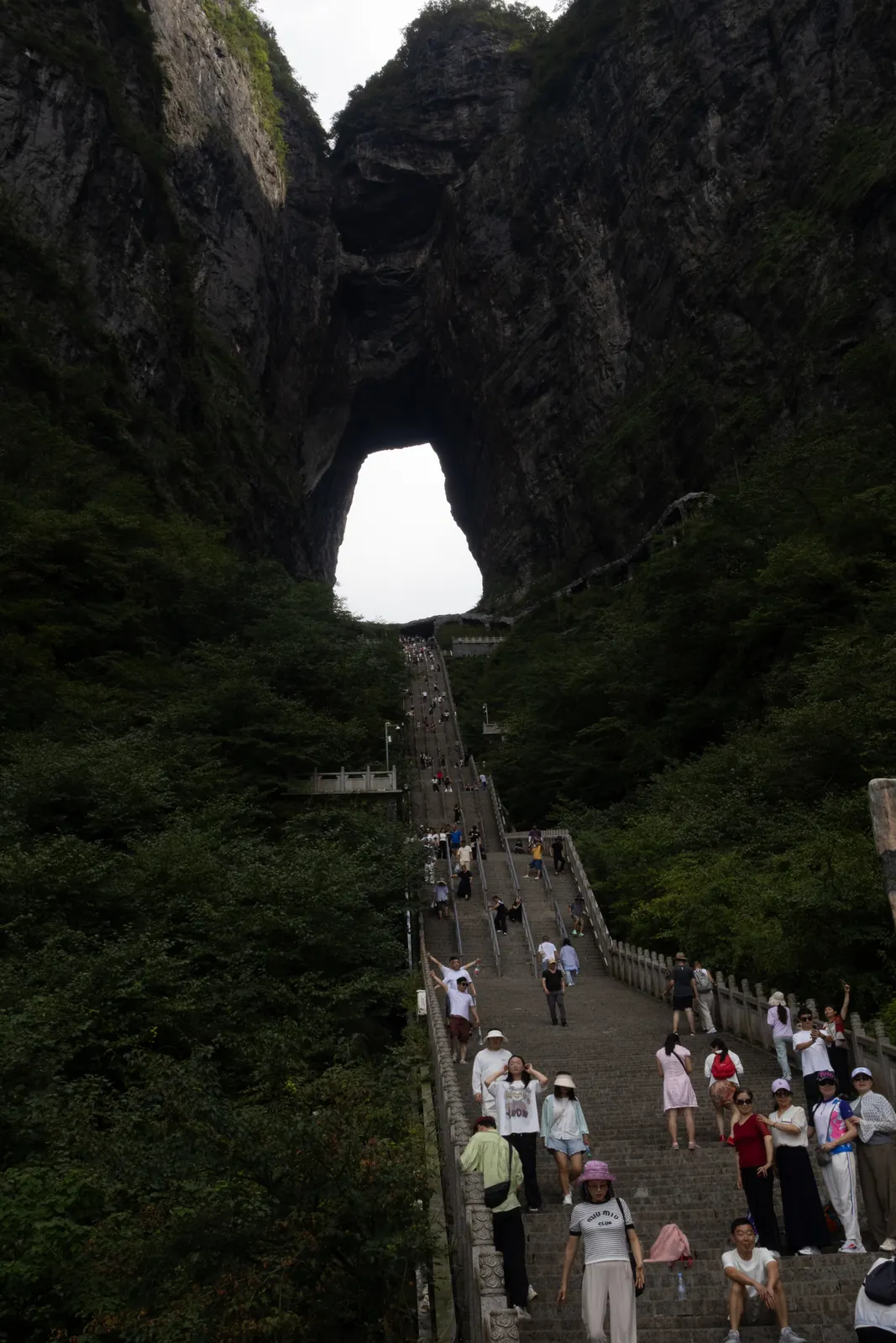 The stairs up to the Tianmen Mountain cave